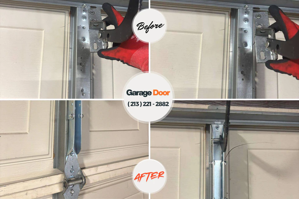 Before and after: garage door repair Wamego, KS